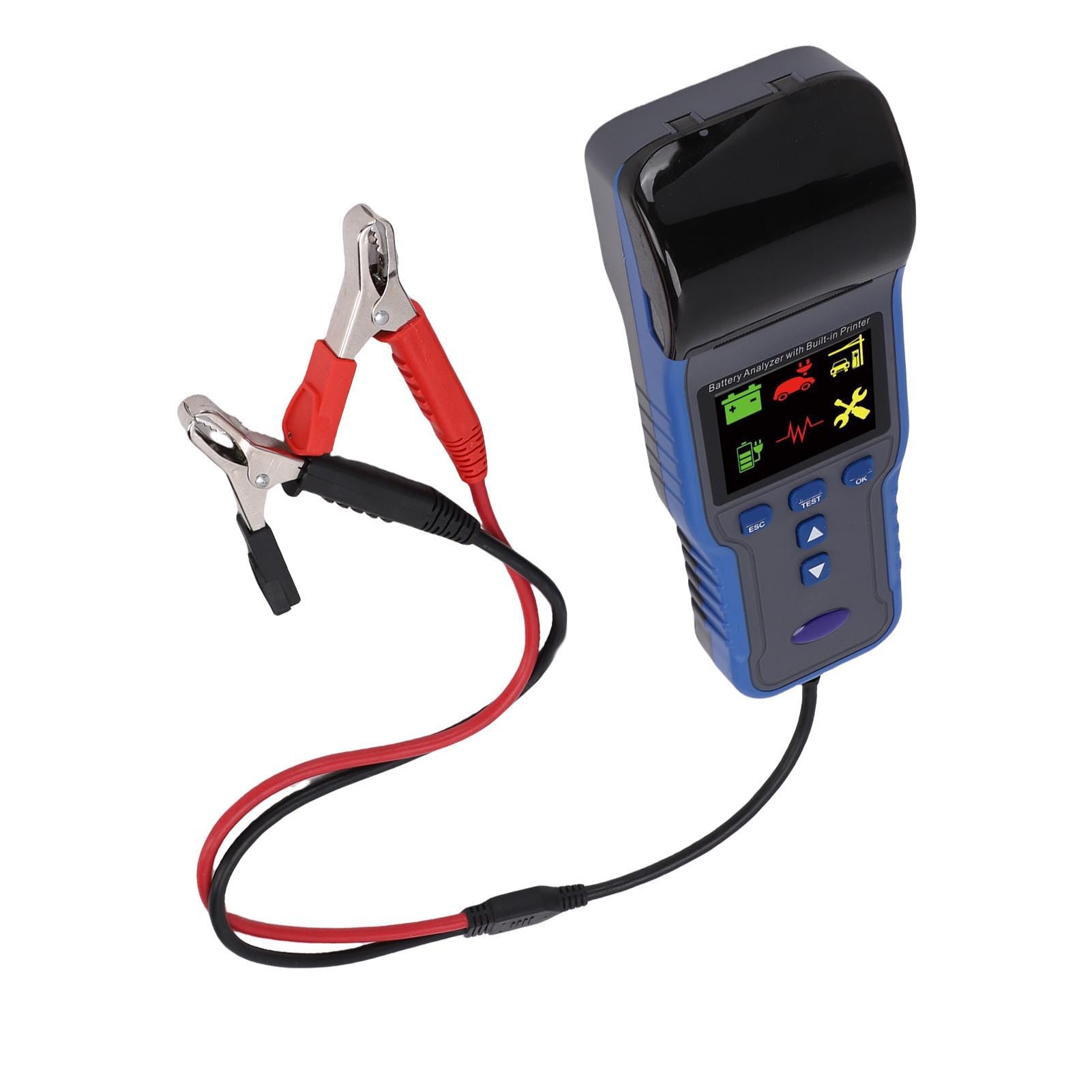 Tester Batteria per Auto 12V 24V, Materiale ABS, Tester di Carico Batteria di Grandi Dimensioni e Analizzatore con Stampante per Veicoli, Camion, Motociclette e Barche