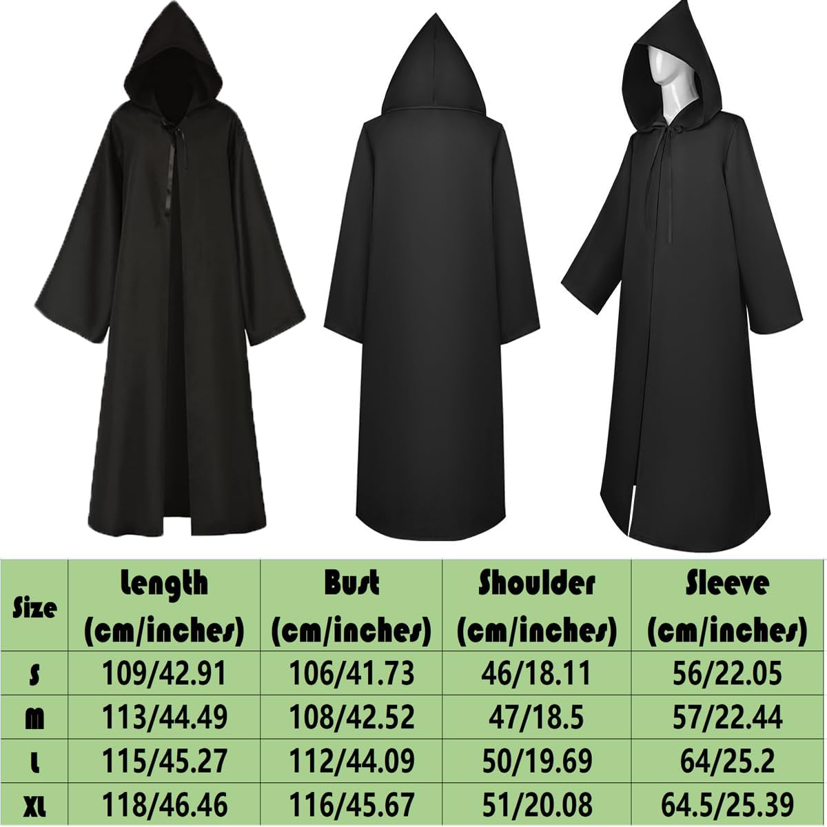 Wizard Costumes with Warlock Cloak Wig Beard Gloves Wand Halloween Magician Sorcerer Cosplay Outfit Party Props Black - Image 9