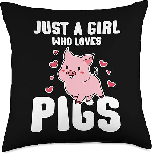 Vista 4 de Girl Who Loves Mini Pigs Miniature Pig Owner Throw Pillow