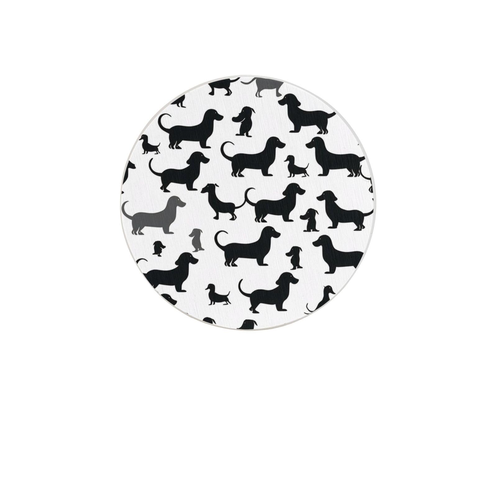 Black Dogs Dachshund Dog Absorbent Drink Coasters Diatomaceous Round Coaster 4 Inch Reusable Cup Coasters Set 4pc