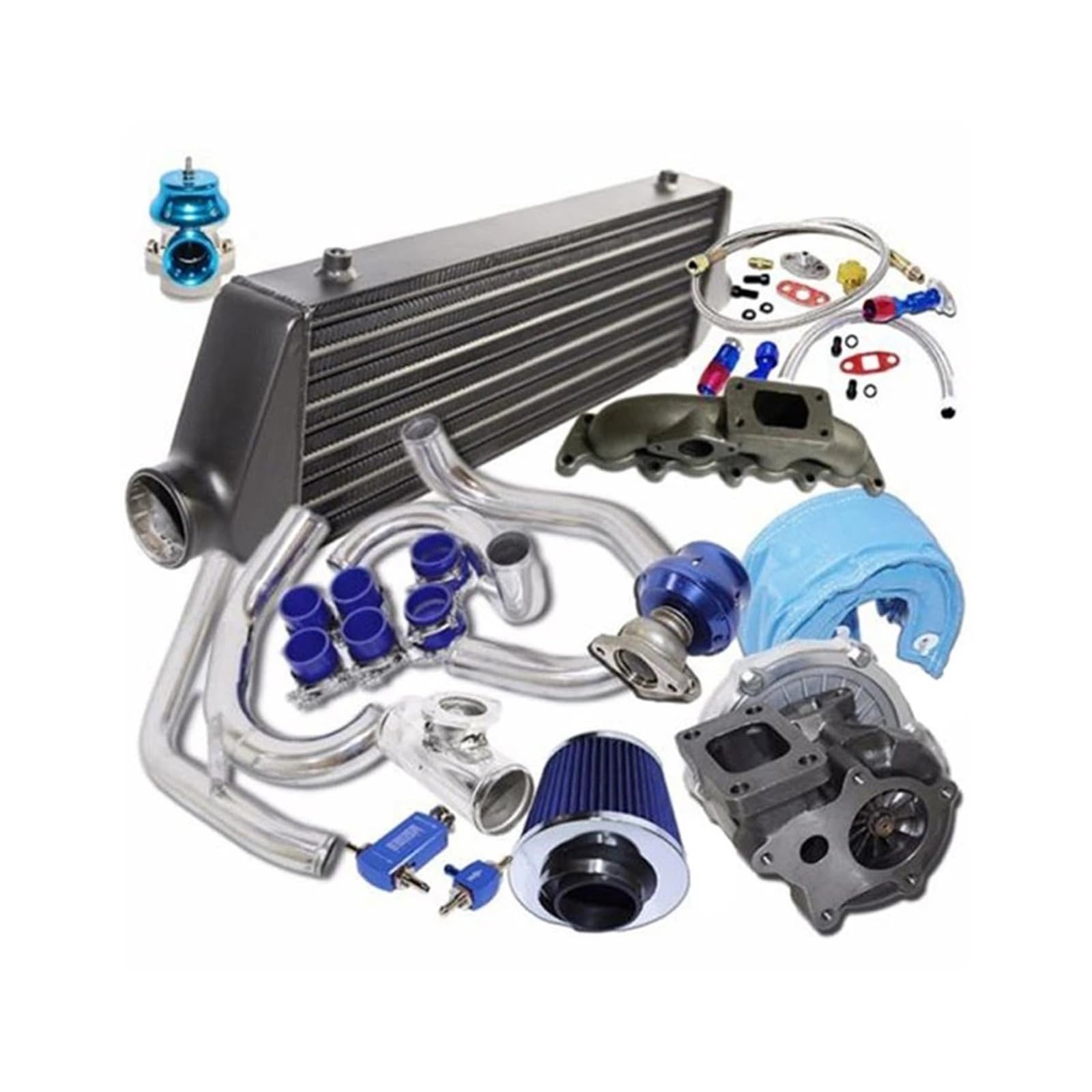 Pasuje Do Zestawu Turbo 1.8T 00-05 T3/T4 I Czarnego Intercoolera Intercooler do turbiny samochodowy