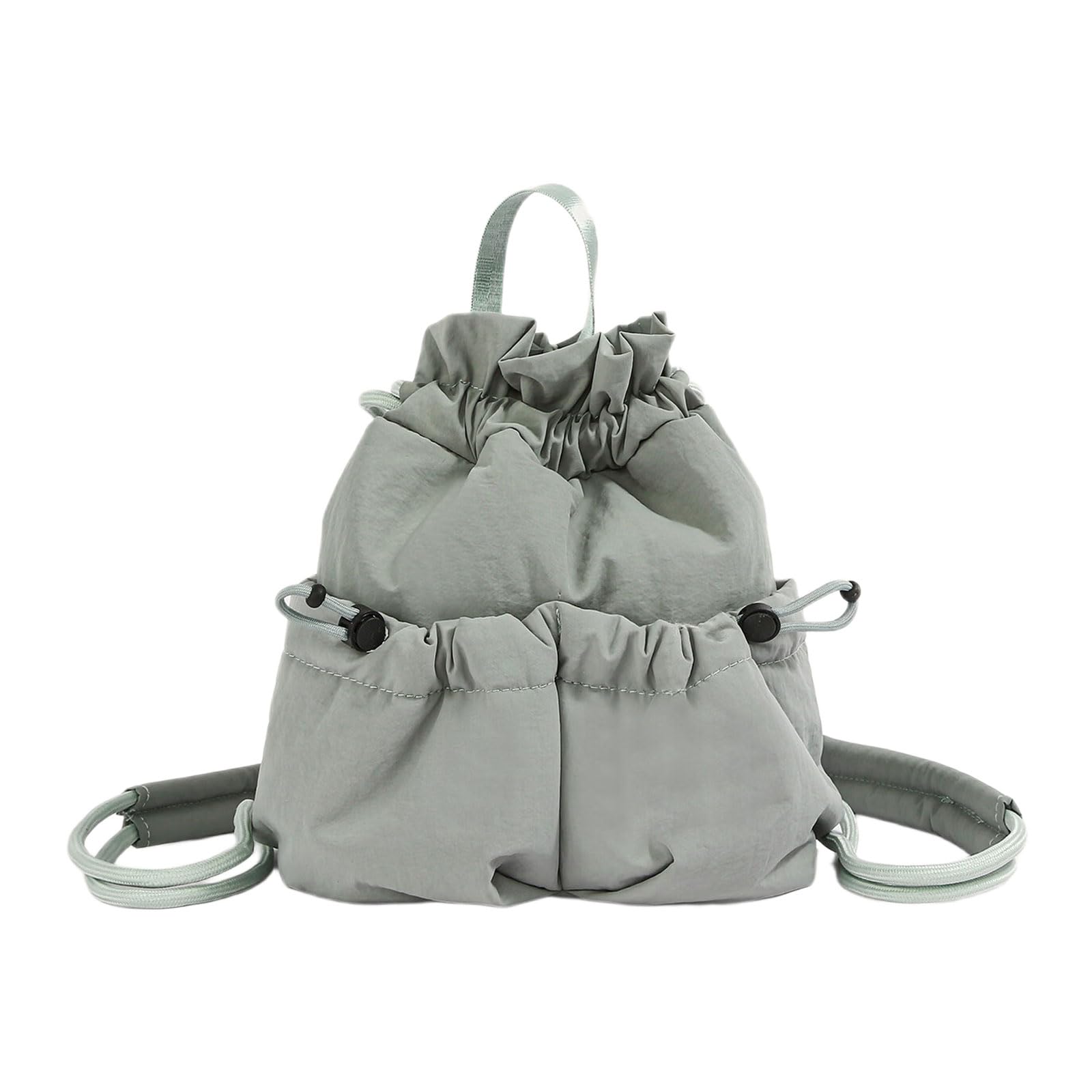 BWANGIAO Drawstring Backpack Ergonomic Nylon Rucksack With Multiple Pockets For Daily Commute Travel And Outdoor Activities