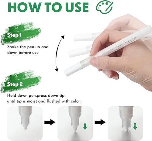 Miniatura 3 de PerKoop 24 rotuladores de pintura blanca, rotulador permanente a granel con pintura a base de agua para piedra de roca, plástico, madera, lienzo,