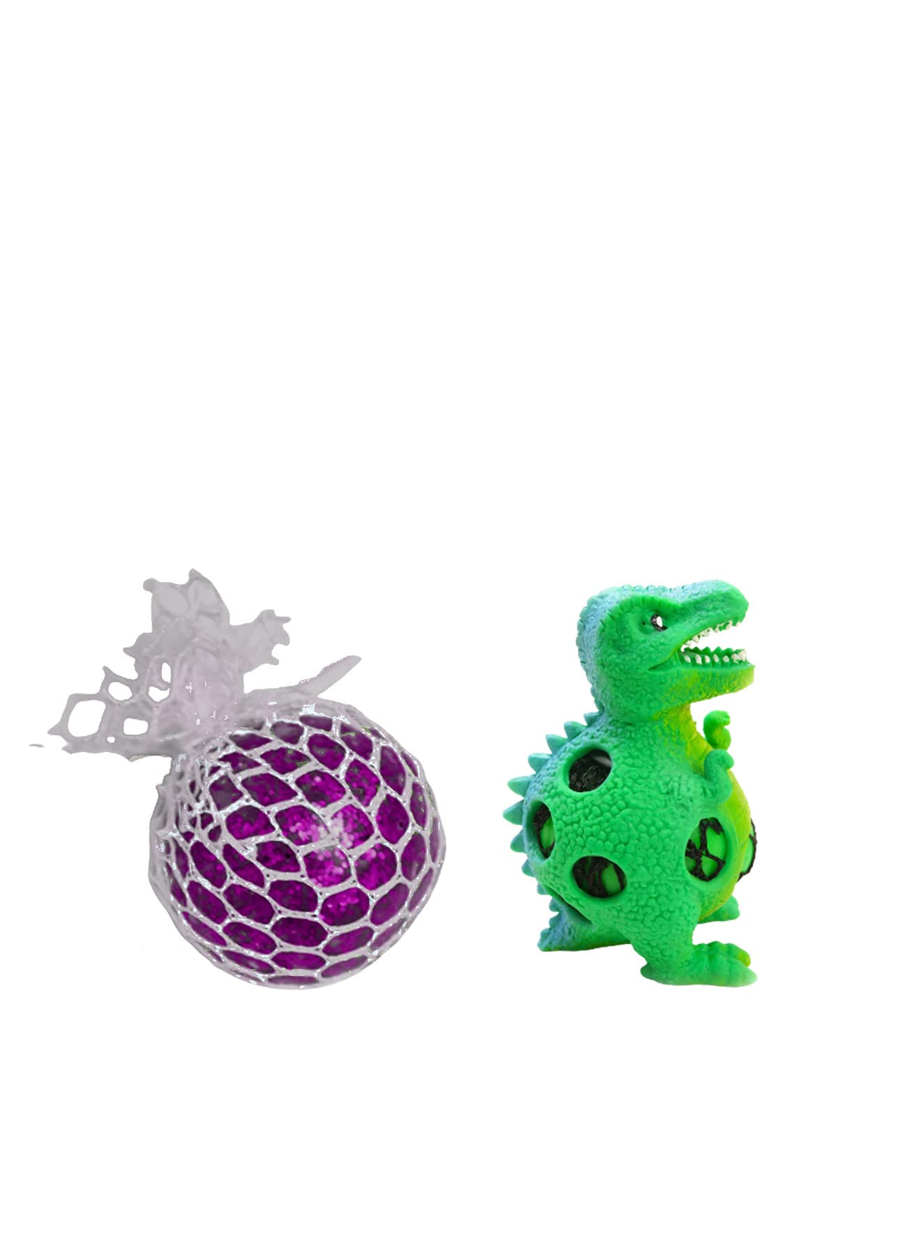 Toy set of "Glitter Squishy (purple)" and "SQUEEZY DINOSAUR SQUISH-A-SAURUS" Best for kids(set of 2)