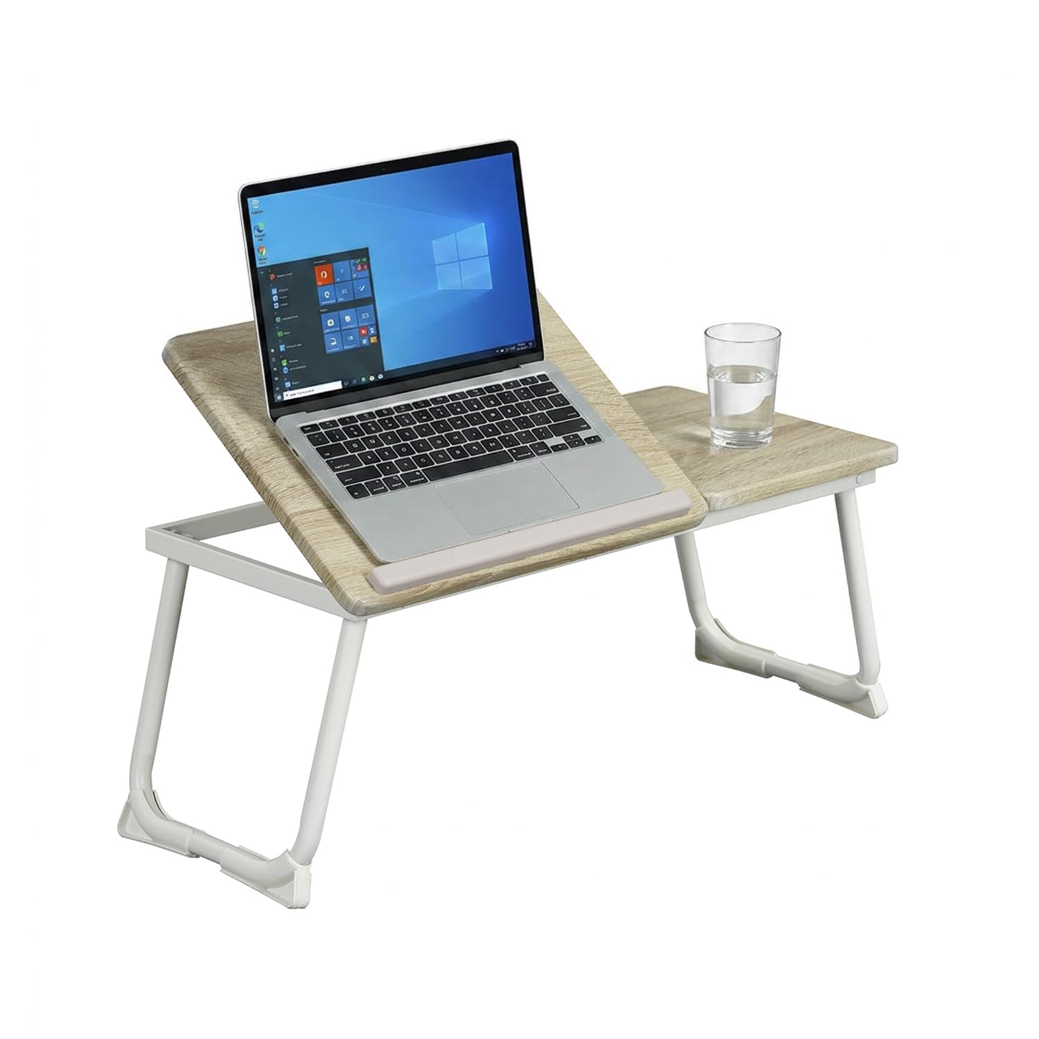 MEUBLE COSY Tavolino Pieghevole Vassoio da Letto Scrivania per Laptop PC Divano Supporto Regolabile e Portatile, Rovere + Bianco