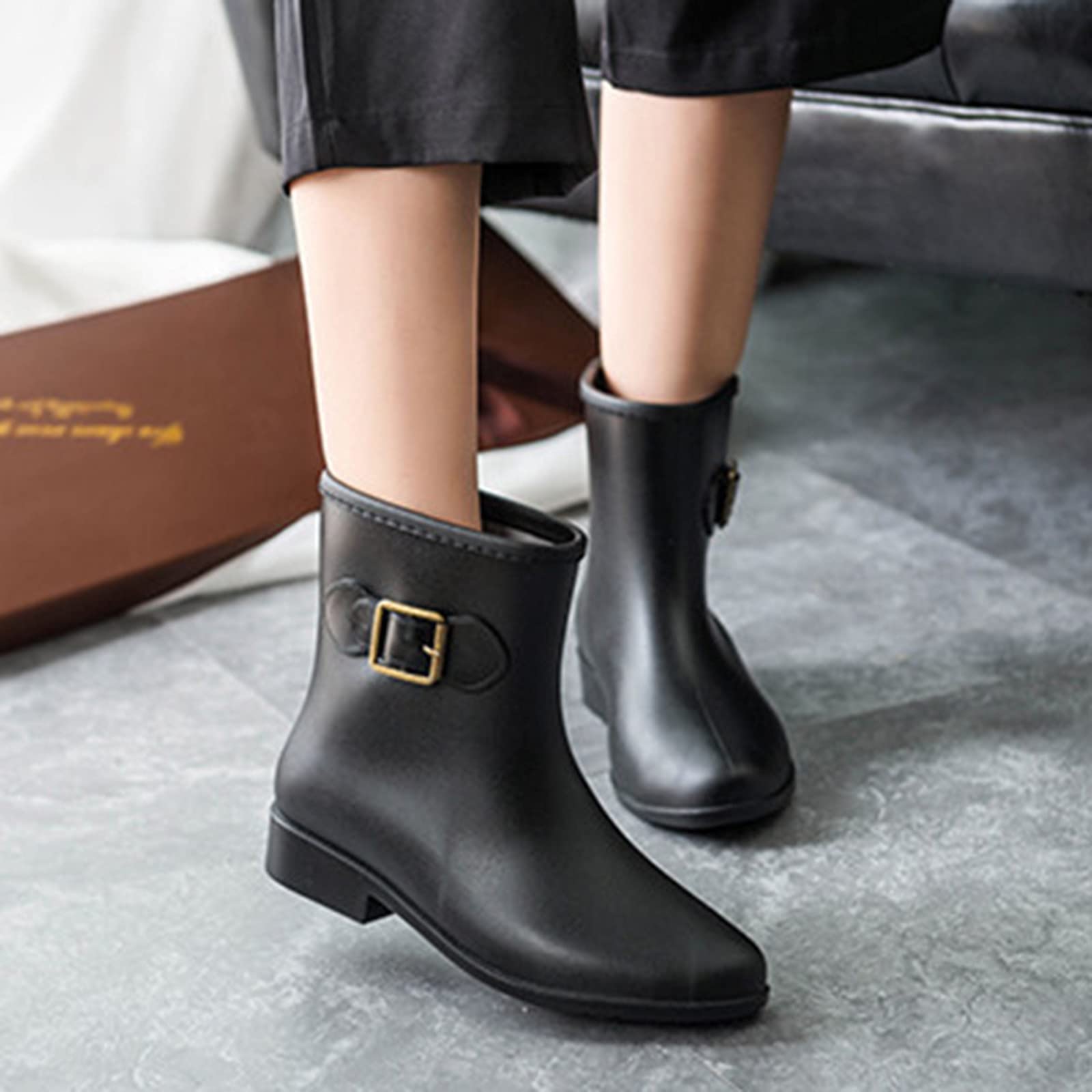 Botas de agua para mujer, botas de lluvia de goma, impermeables, botines de goma antideslizantes, botas de jardín, botas de agua Wellington, botines de lluvia, botas de lluvia para exteriores