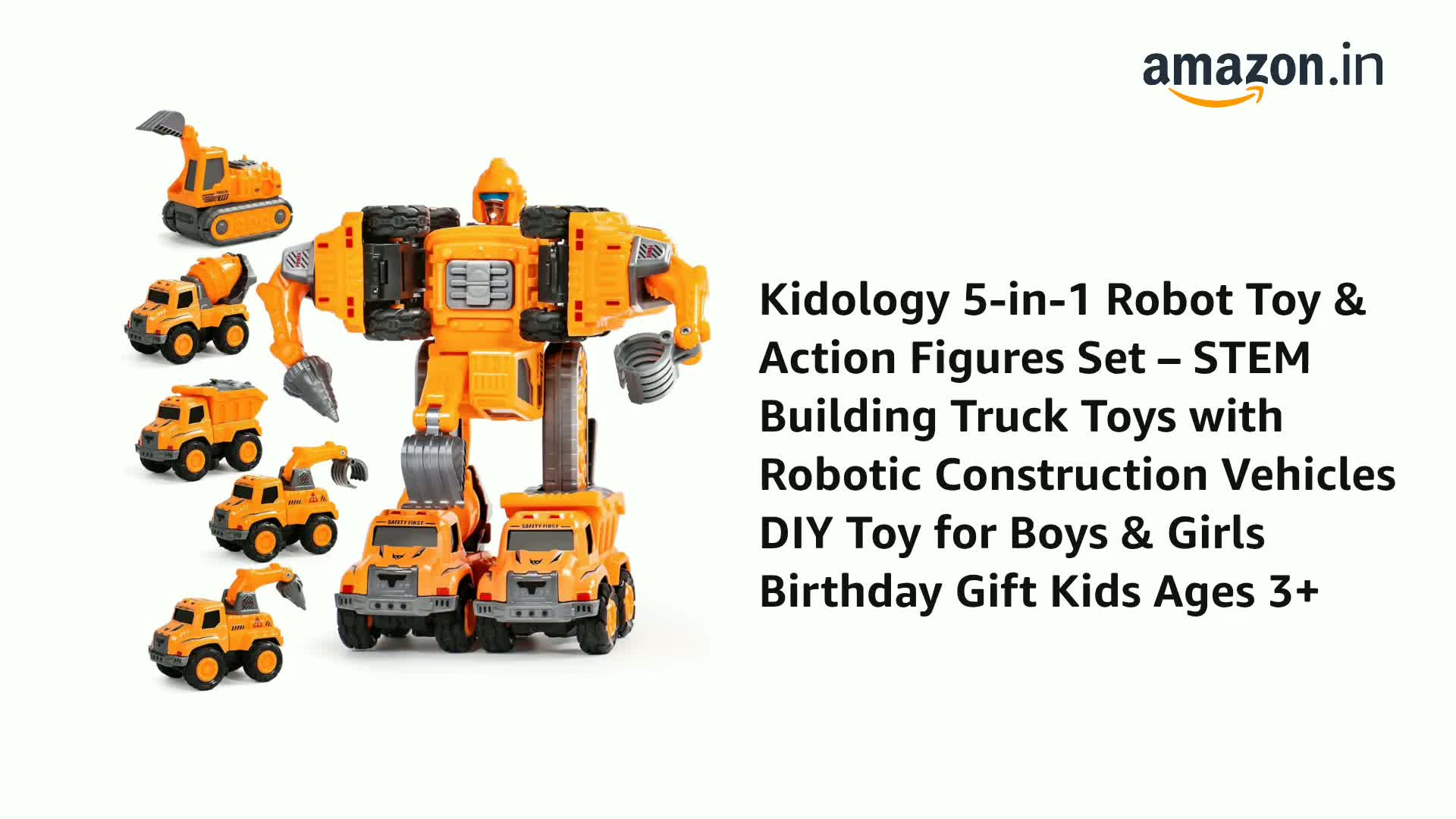 Kidology 5-in-1 Construction Robot Toy Set for Boys & Girls