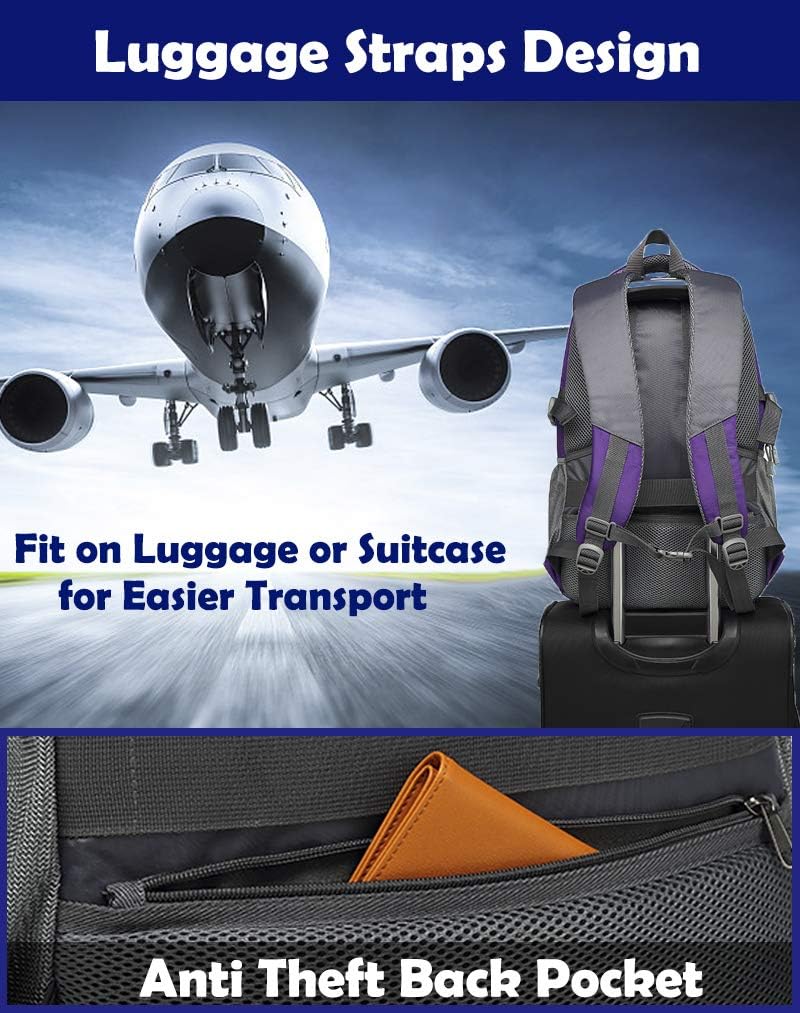 Featured Product Backpack Bookbag for School College Laptop Travel Student ,Fit Laptop Up to 15.6 inch Multi Compartment with USB Charging Port Anti theft, Gift for Men Women (Purple)
