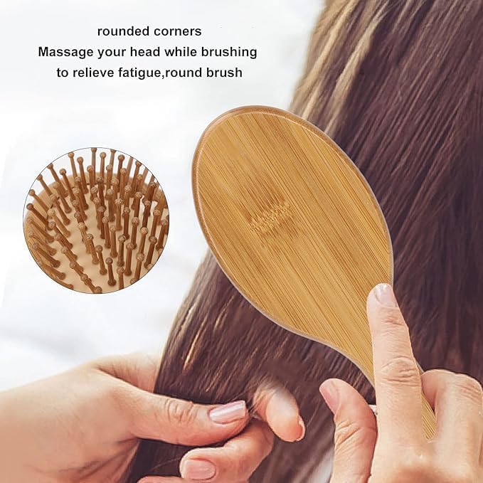 BELARO Self Cleaning Hair Brush for Women, Easy Clean Hair Brush, Massage Comb with Retractable Bristles One-pull Clean Anti Static Hair Brush Tools for All Hair Types (Wooden brush) 3