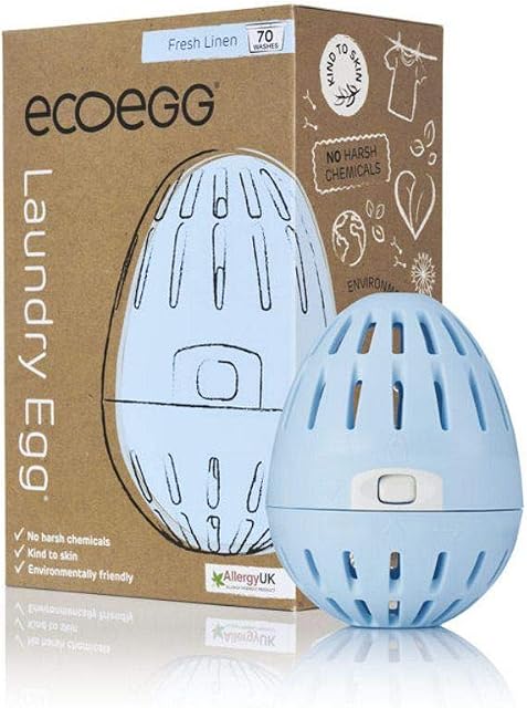 ecoegg Laundry Egg | Detergent and Fabric Conditioner Replacement | Non bio and no enzymes, phosphates, palm oil, chlorine bleach | Sensitive Skin | Fresh Linen 70 Wash