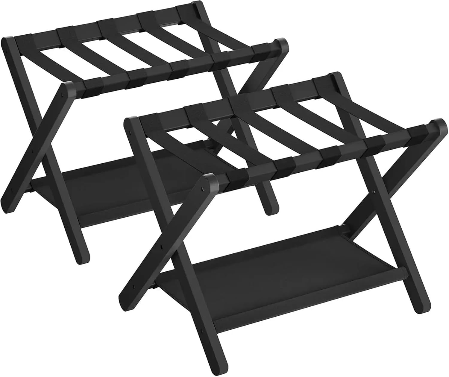 Luggage Rack Luggage Rack Folding Suitcase Stand with Storage Shelf for Guest Room Hotel Bedroom Heavy-Duty Holds up for Home,Travel(Black)
