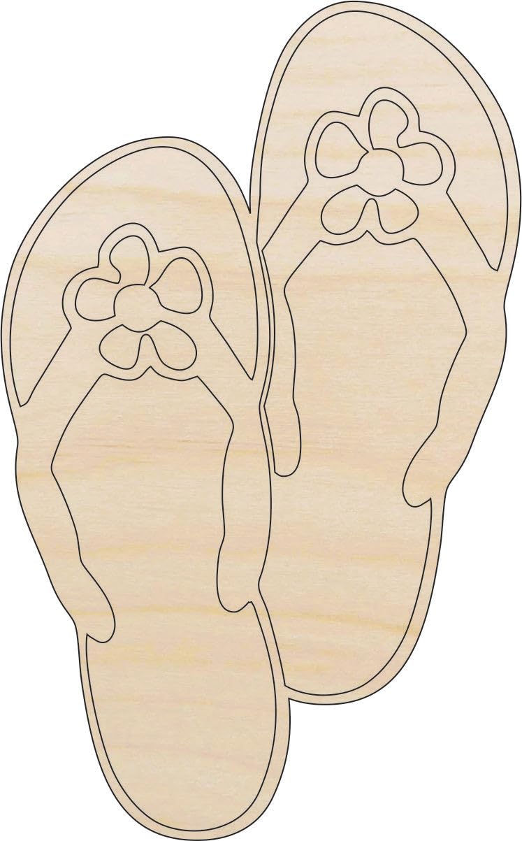 Shoe Flip Flop - Laser Cut Out Unfinished Wood Craft Shape CLT77 5" / 1/4" thick