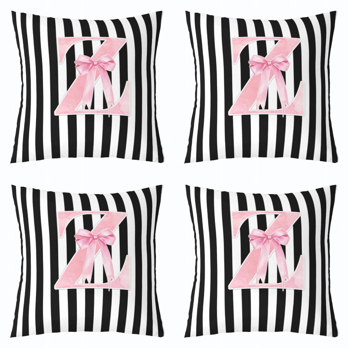 Homewish Juego de 4 fundas reversibles con diseño de letra Z con la letra Z