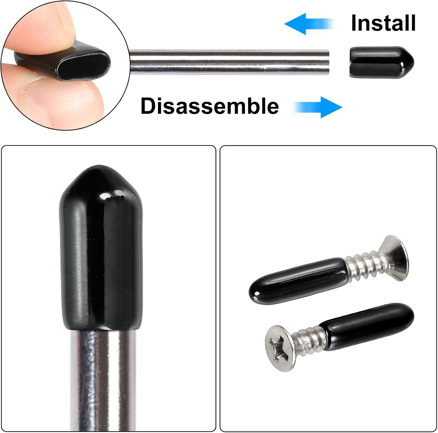 PATIKIL 36mm ラウンドラバーエンドキャップ、24個パック ビニールボルトカバーキャップ フレキシブルネジ山プロテクター