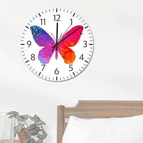 Miniatura 51 de ArogGeld Reloj de pared de PVC con mariposa multicolor, relojes con números para amantes de la mariposa, silencioso, sin tictac, funciona