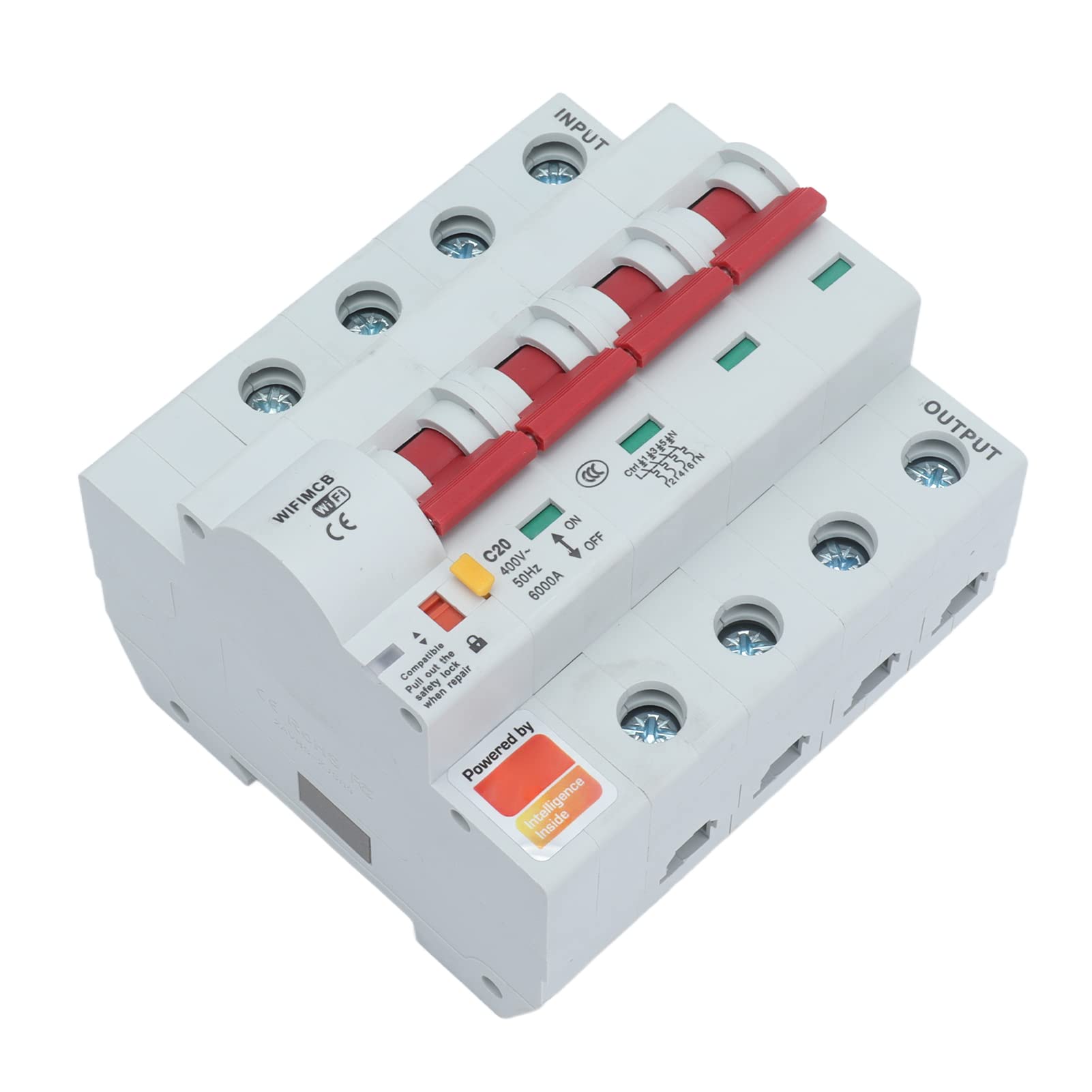 Disyuntor WiFi Inteligente 4 Polos 25A 400V CA para Hogar Inteligente con Control Remoto y Cerradura de Seguridad