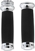 Vista 1 de Twilight Garage 1" Chrome Motorcycle Hand Grip Handlebar Grips Cable Throttle Compatible with Harley Davidson Sportster Honda Yamaha Suzuki Kawasaki