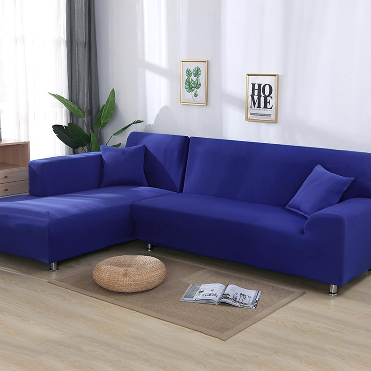L Shaped Sofa Covers 2pcs Sectional Sofa Slipcovers All-Inclusive Super Stretch Couch Covers Set Furniture Protector (Royal Blue,2+4 seat)