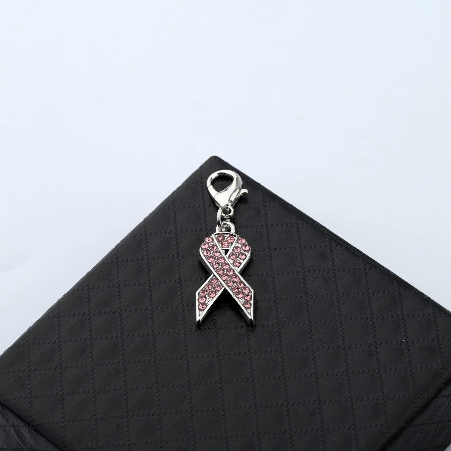 CHOORO Pink Rhinestone Ribbon Charm Zipper Pull - Breast Cancer Awareness Gift, Survivor Support Jewelry - Image 3
