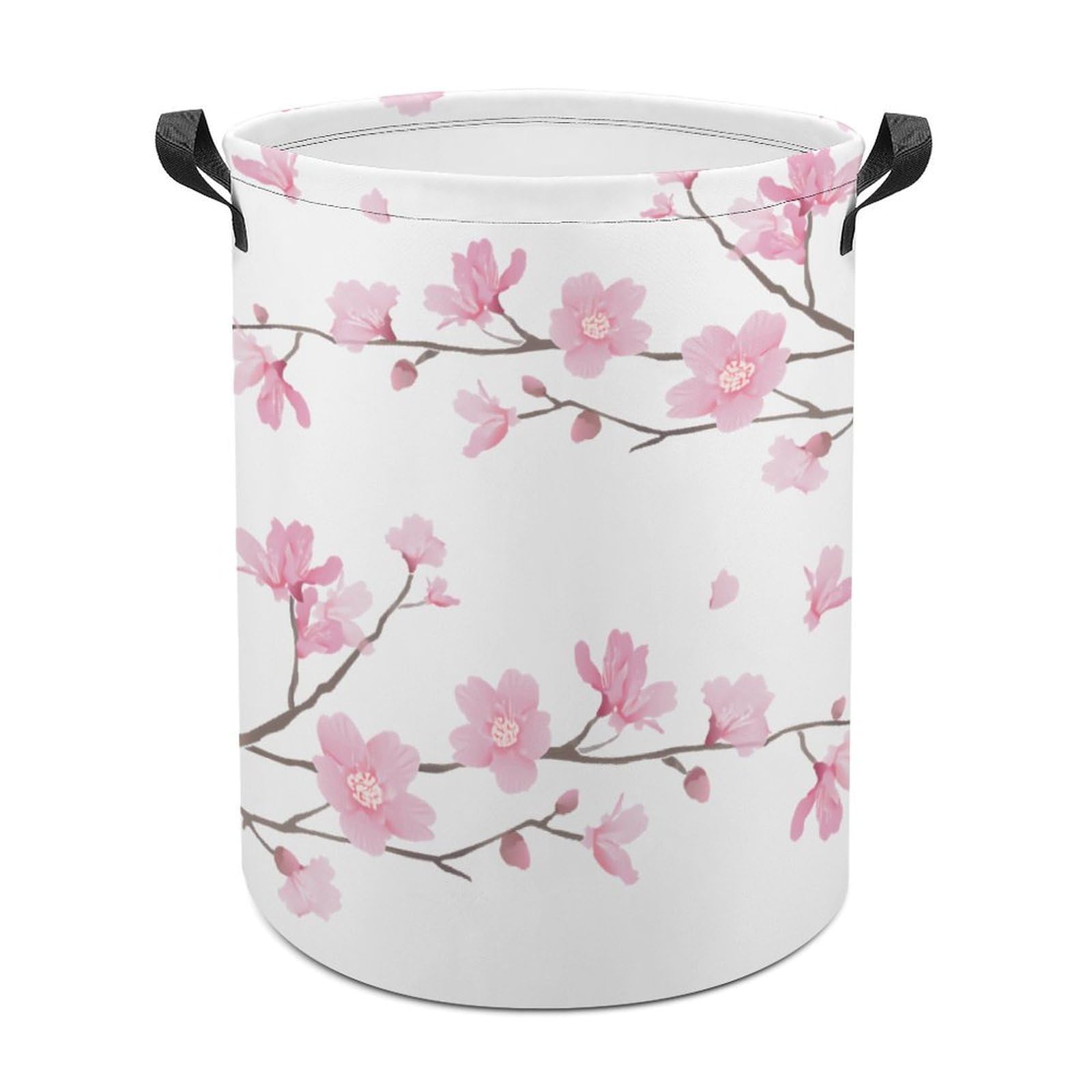 Cherry Blossom Black Laundry Basket, Dirty Clothes Basket, Bathroom, Home Decor 44x35cm