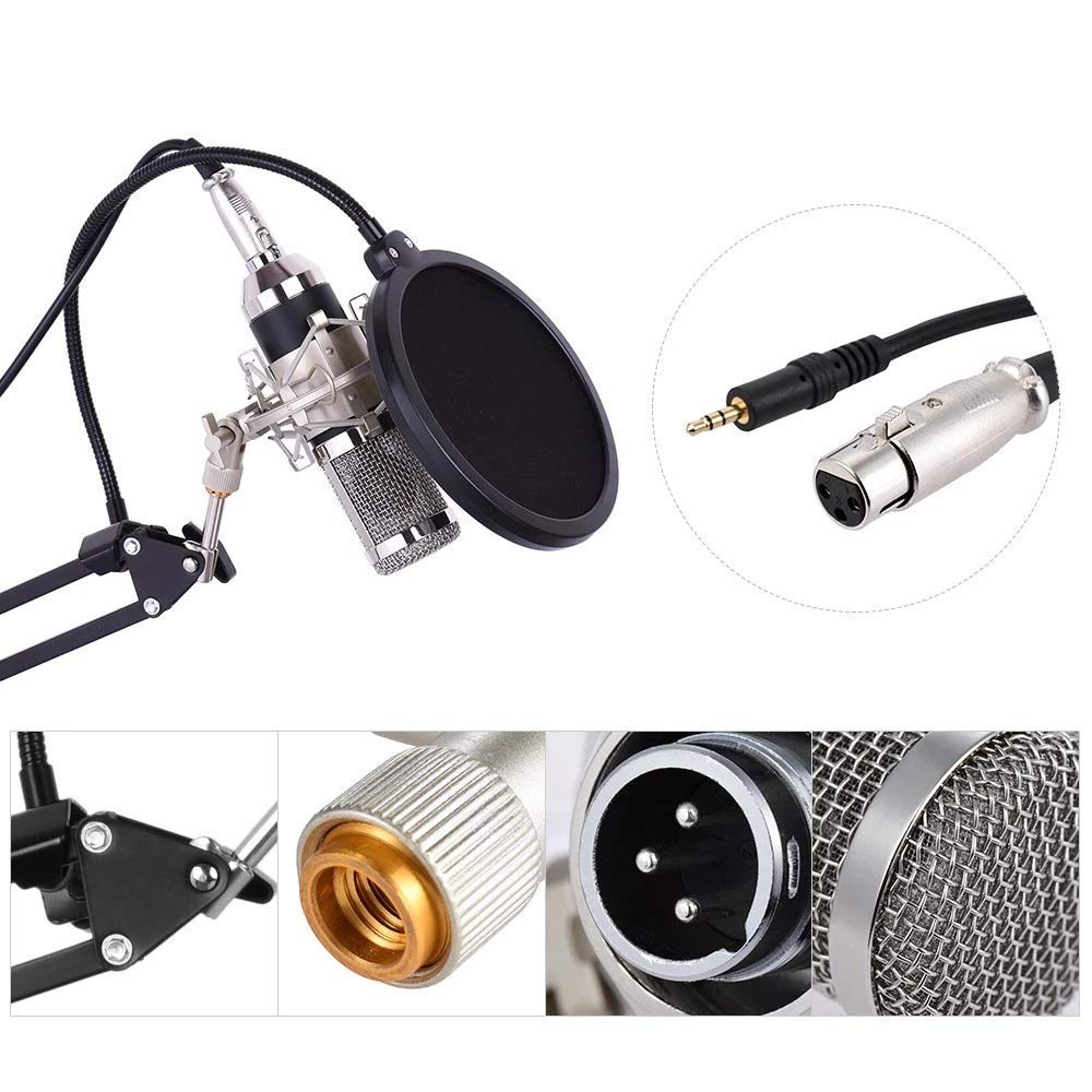 Zestaw profesjonalnego mikrofonu pojemnościowego do nagrywania w studiu nadawczym,Black One Size