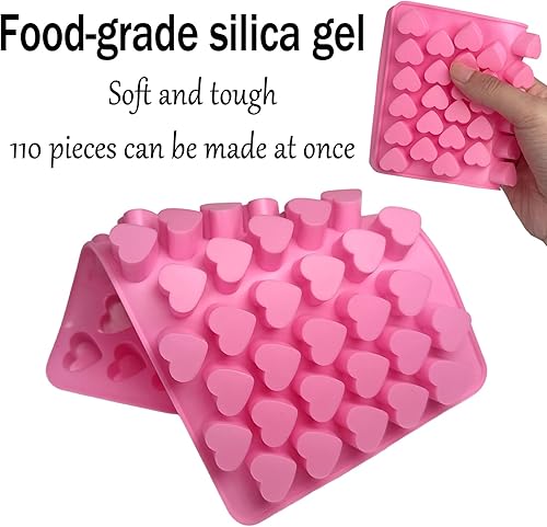Miniatura 3 de 2 moldes de silicona con forma de corazón, moldes de gomitas, silicona antiadherente de grado alimenticio, para hornear caramelos de chocolate y