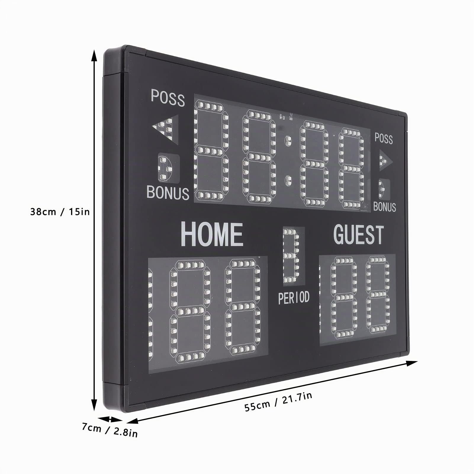 Tabellone Segnapunti Elettronico, LED Digital Tabellone Segnapunti Timer 11 Cifre con Altoparlante Incorporato per Pallacanestro Pallavolo (100-240 V, Spina UE)-37.5X2.5X2.3CM