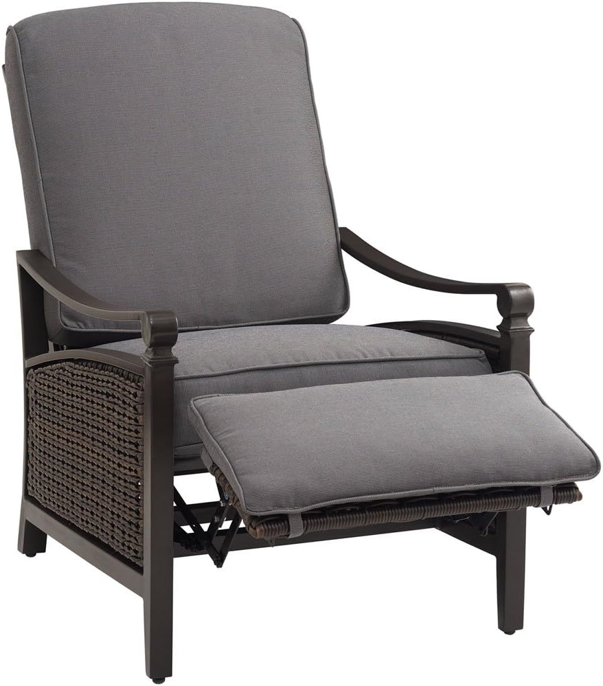 La-Z Boy Hanover IND Carson Rust-Free Aluminum Wicker Recliner Patio Chair Outdoor Furniture, Indigo