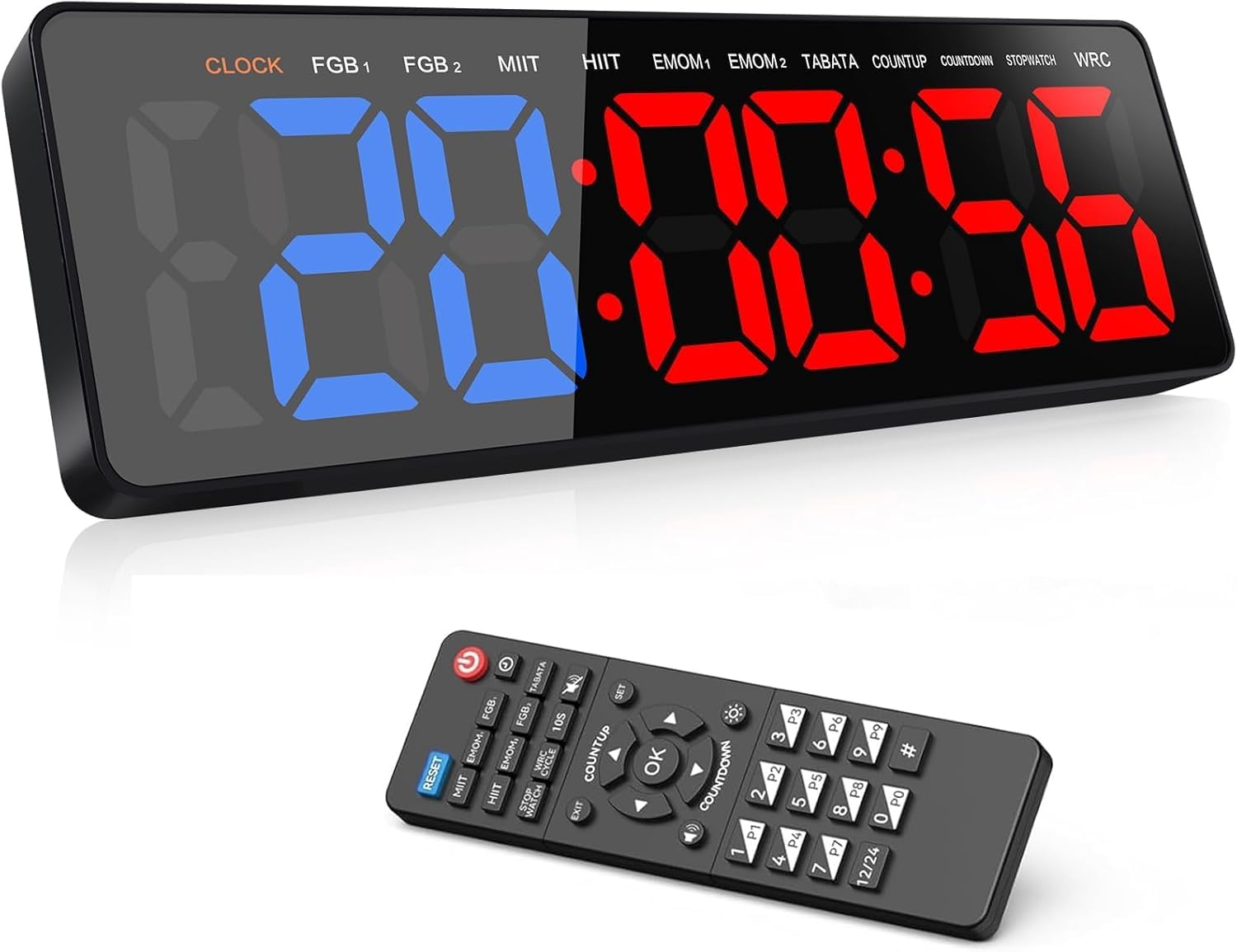 Temporizador de Gimnasio,Gym Timer, 16.5'' Reloj Gimnasio Pared, con Countdown/UP Cronómetro, Digital Wall Gym Timer con Control Remoto