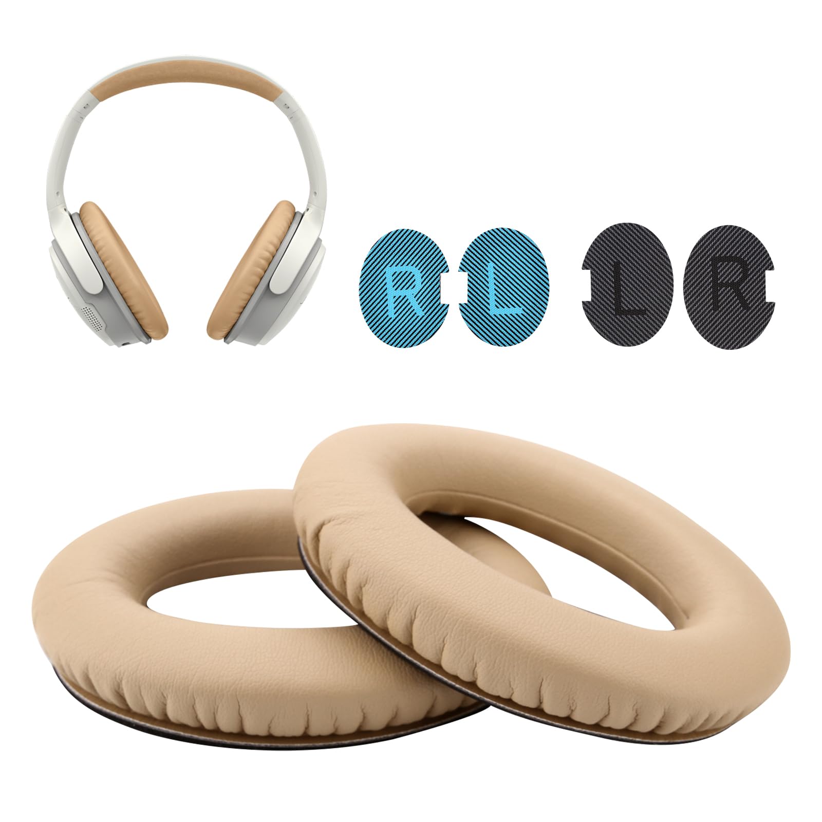 WADEO Auricolari di Ricambio, per Bose QC45/QC35/QC25/QC15/QC2/AE2/AE2W, 2 pezzi Cuscino Auricolari in schiuma, Cuffie di Ricambio per Cuffie Bose QuietComfort