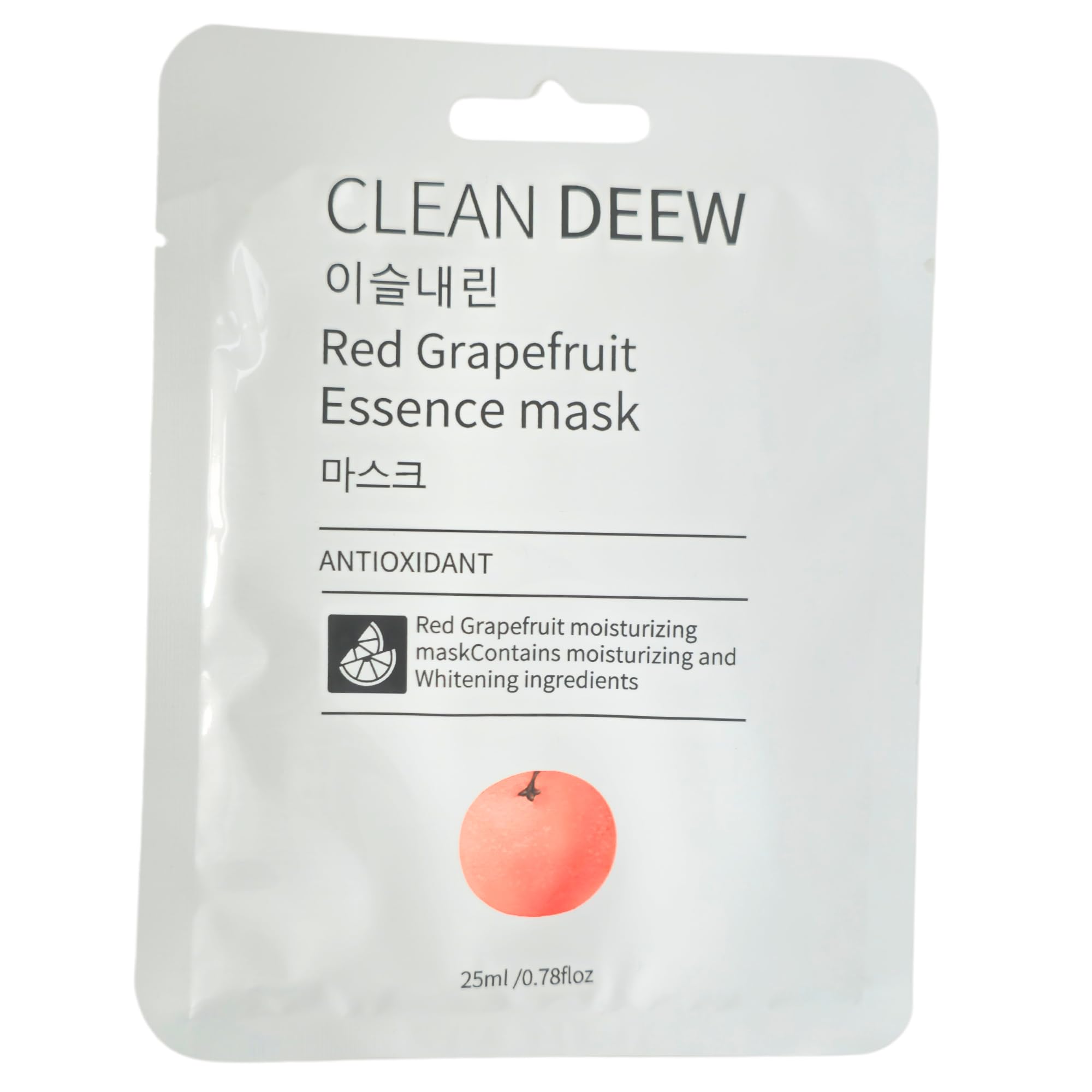 Clean Deew Red Grapefruit Essence Antioxidant Mask - Moisturizing Whitening Formula - 25ml / 0.78 fl oz