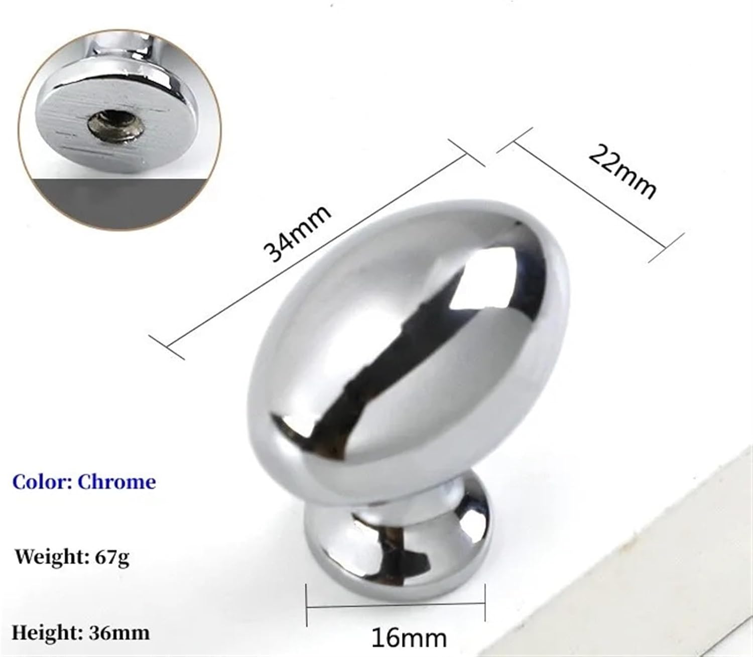 Pigeon Egg Shape Furniture Handles Oval Zinc Alloy Cabinet Knob Drawer Pulls Doors Knob Cute Home Decoration Handles(Chrome-1)