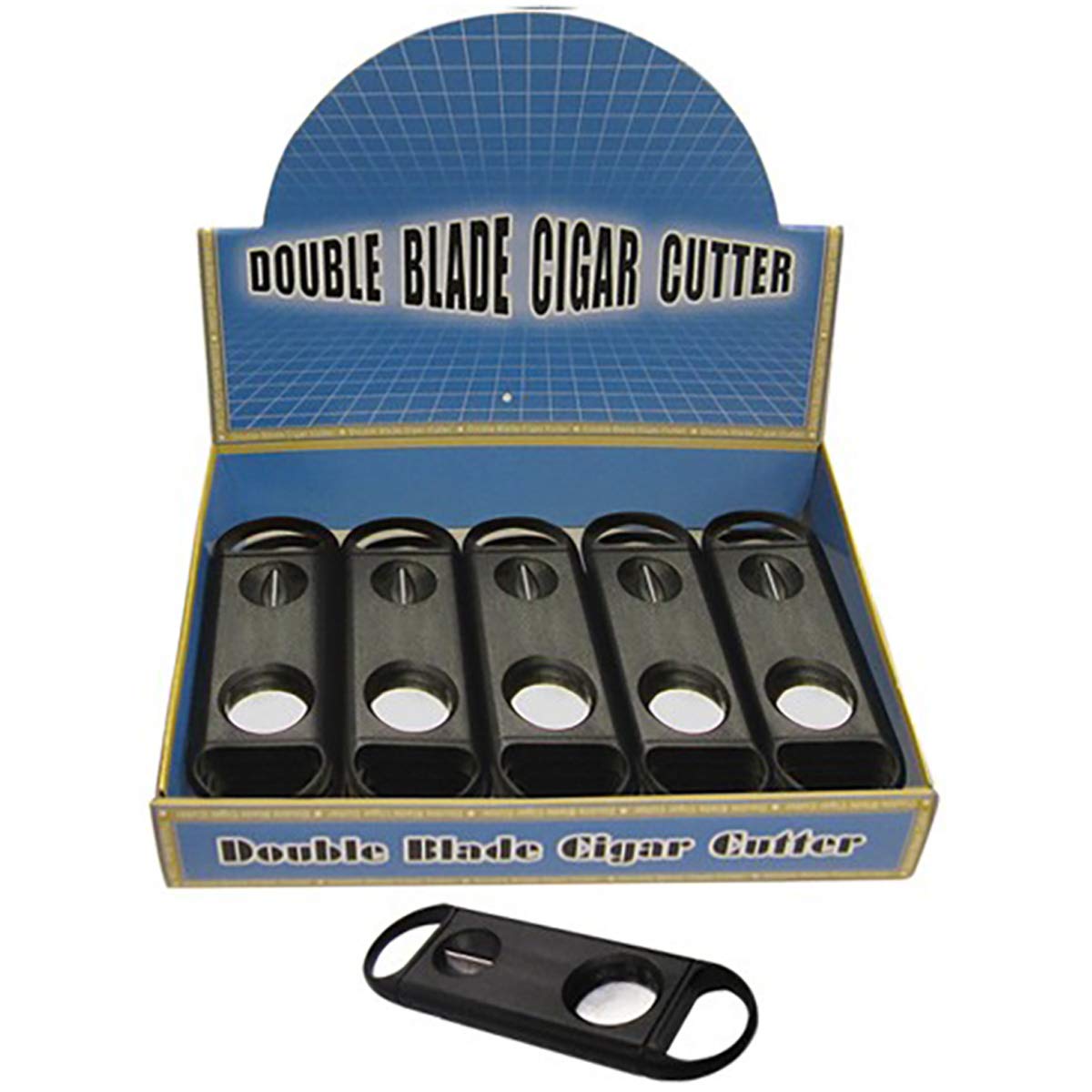 Prestige Import GroupPlastic Guillotine & V-Cut Combo Cigar Cutters - 24 Pack (Display Box) - up to 54/50 Ring Gauge