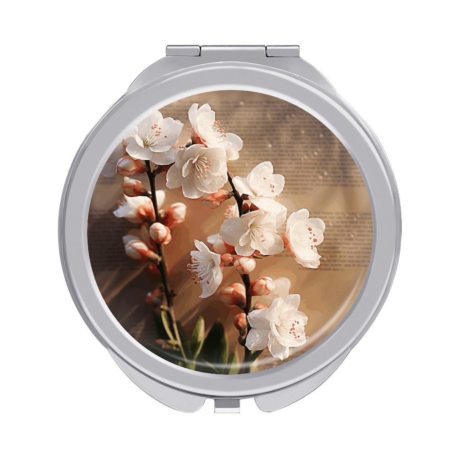 VstaDank A Peach Blossom Compact Mirror for Purses Round Fashion Travel Makeup Mirror 2X /1x Magnifying Double Sides Mini Mirrors Portable Pocket Mirrors for Handbag Purse Women Gift