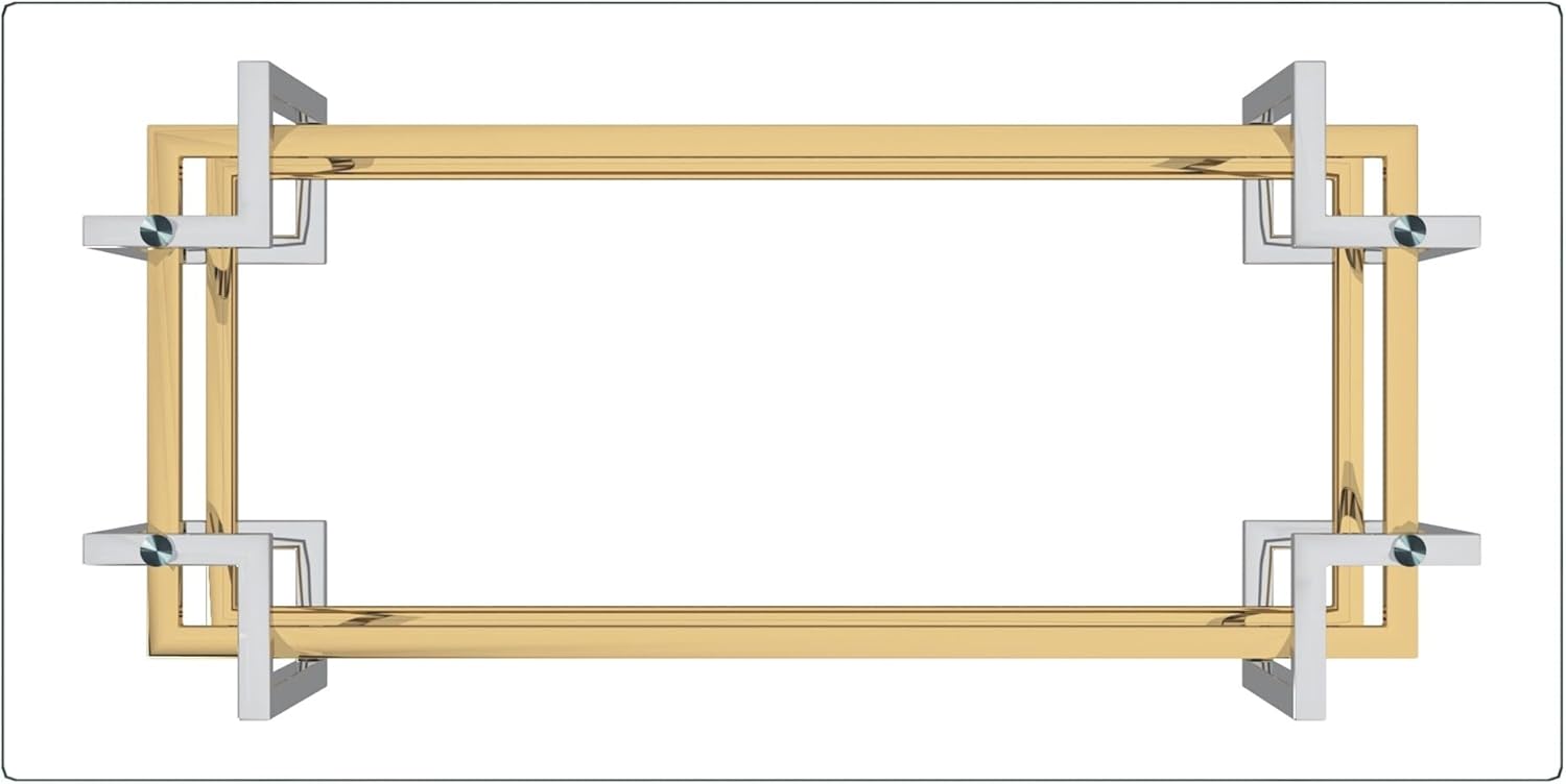 Nspire Contemporary Rectangular Glass & Metal Coffee Table in Silver & Gold