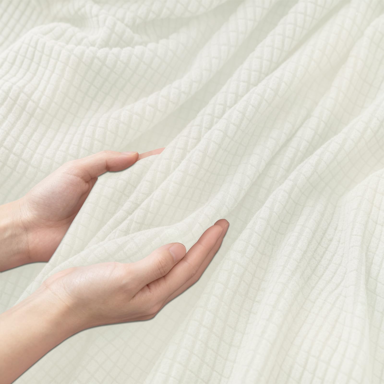 SYLC Tissu Couture Au Mètre Côtelé Épais (160×2000 cm / 65.62 ft,Ivory)