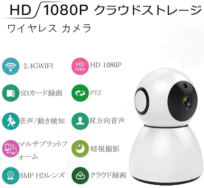 Amazon Co Jp ネットワークカメラ スマホ対応 Wifi ワイヤレス 屋内 200万画素 1080p 監視カメラ 防犯カメラ マイク内蔵 双方向音声 警報機能 暗視撮影 動体検知 遠隔操作 回転可能 Ios Android Windows クラウドストレージ 日本語説明書付き ペット 子供 老人 見守り