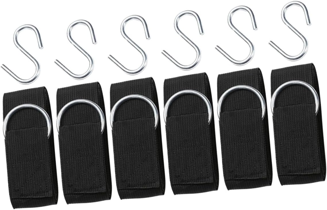 6pcs Adjustable Nylon Hammock Straps with Heavy-Duty S-Hooks for Outdoor Swing Hanging and Tree Suspension, Reinforced Lashing Ropes Suitable for Camping and Patio Use
