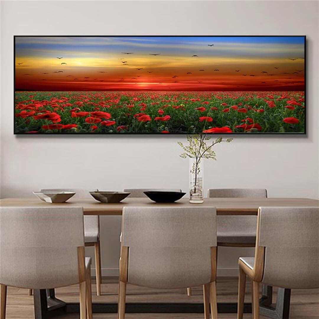 Peinture diamant adulte coucher de soleil rouge 5D grand format 80x160cm