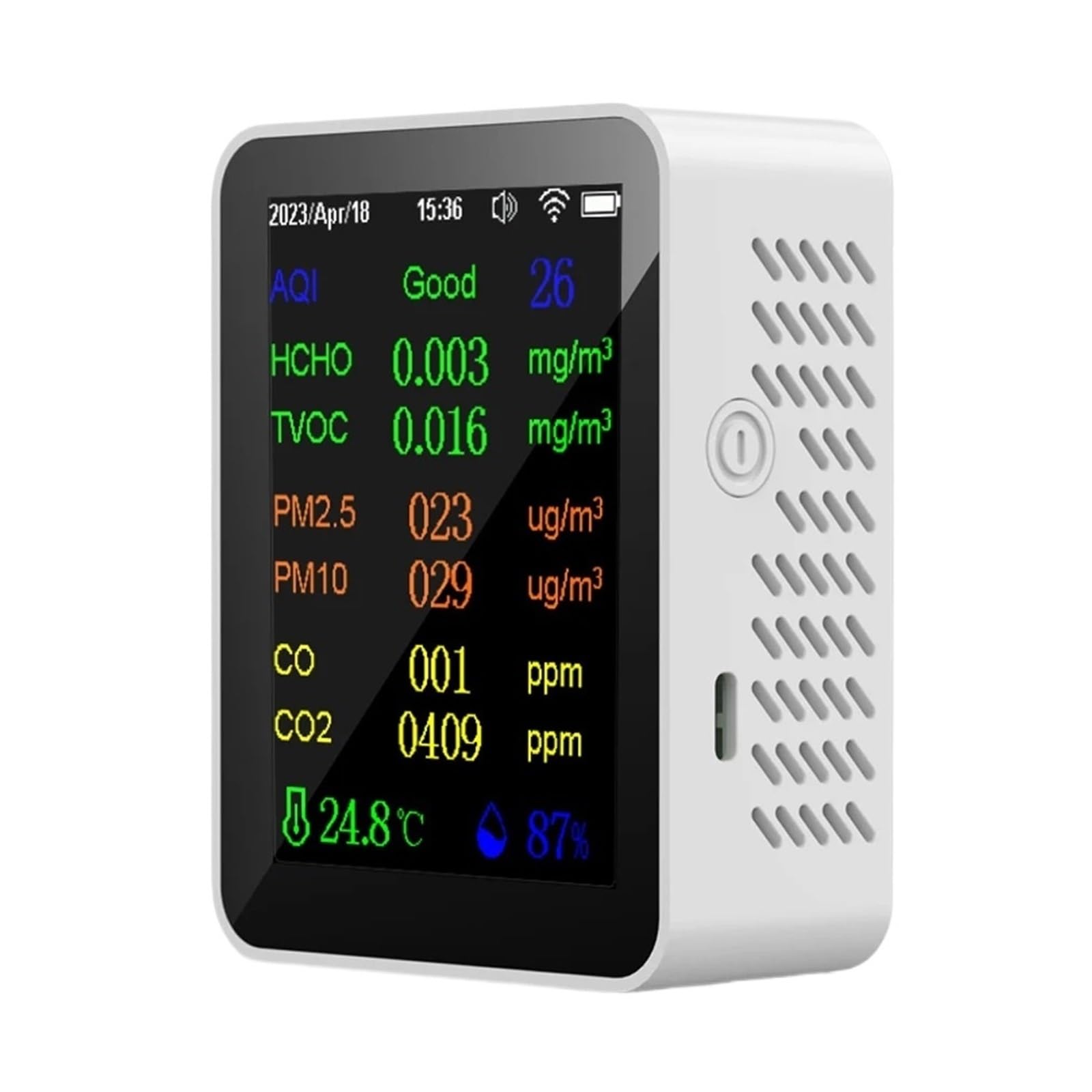 Medidor De Calidad del Aire Portátil 9 En 1 PM2.5 PM10 CO CO2 TVOC HCHO AQI Probador Humedad Y Temperatura Pantalla A Color con Visualización Tiempo(Common Version-01)
