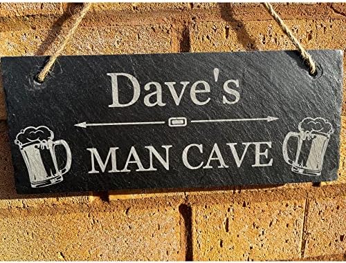 CAO Personalised Man Cave Sign  Antique Black Slate Plaque - Exquisite Pub Bar Sign - Handcrafted Garage Workshop Sign - Man Cave Plaque Size 25W × 10H