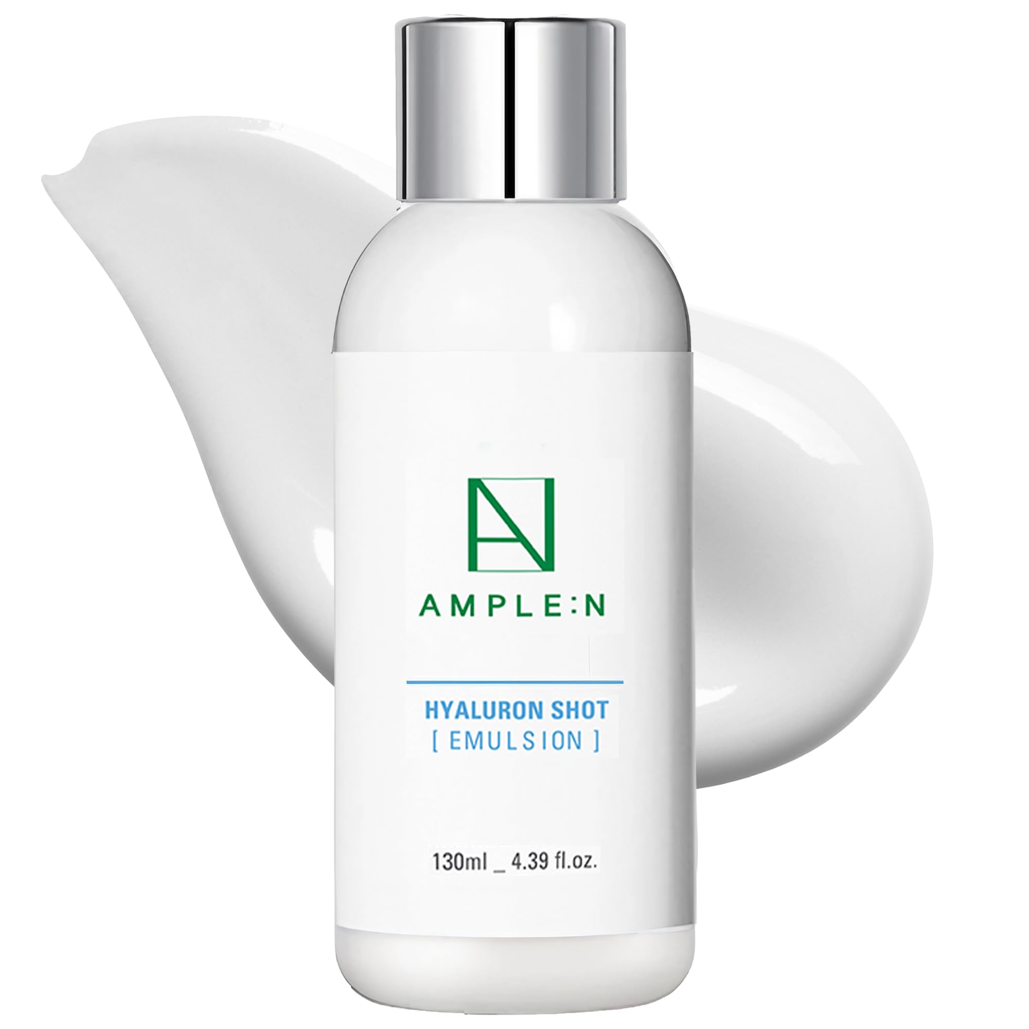 AMPLE:N Hyaluron Shot Emulsion – Korean Hyaluronic Acid Moisturizing Face Emulsion - Deep Nourishment and Strengthening Skin Barrier - Face Lotion to Smoothen Skin Texture, 4.39 fl.oz.