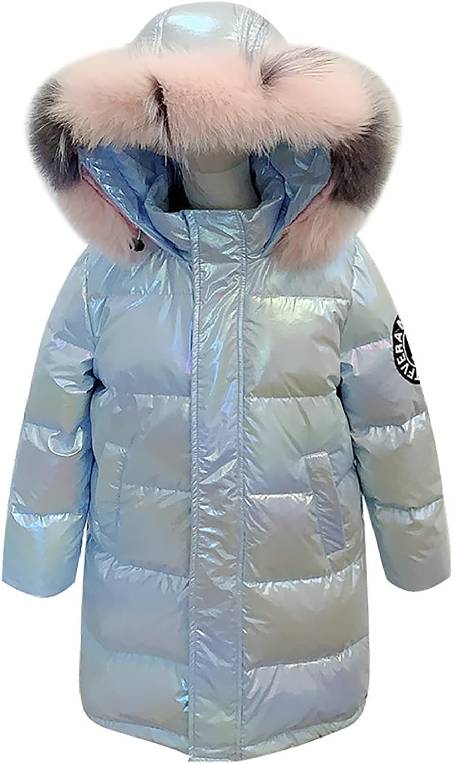 Metallic Winter Coat for Girls Long Waterproof Windproof Parka Heavyweight Hooded Puffer Jacket Thick Insulated Snowsuit