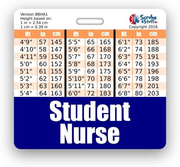 Student Nurse Badge Buddy Horizontal w/Height & Weight Conversion Charts (Standard, Navy)
