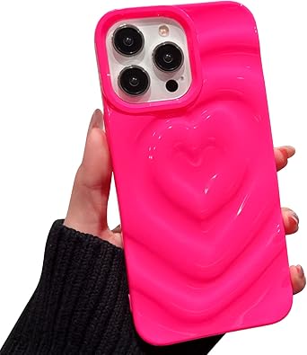 Chrome Hearts Phone Case for iPhone 13 Pro Case - Cute Love Heart Fashion Soft Silicone Electroplate 3D Heart Water Ripple Bling Glitter Shockproof Women Girls Case Cover