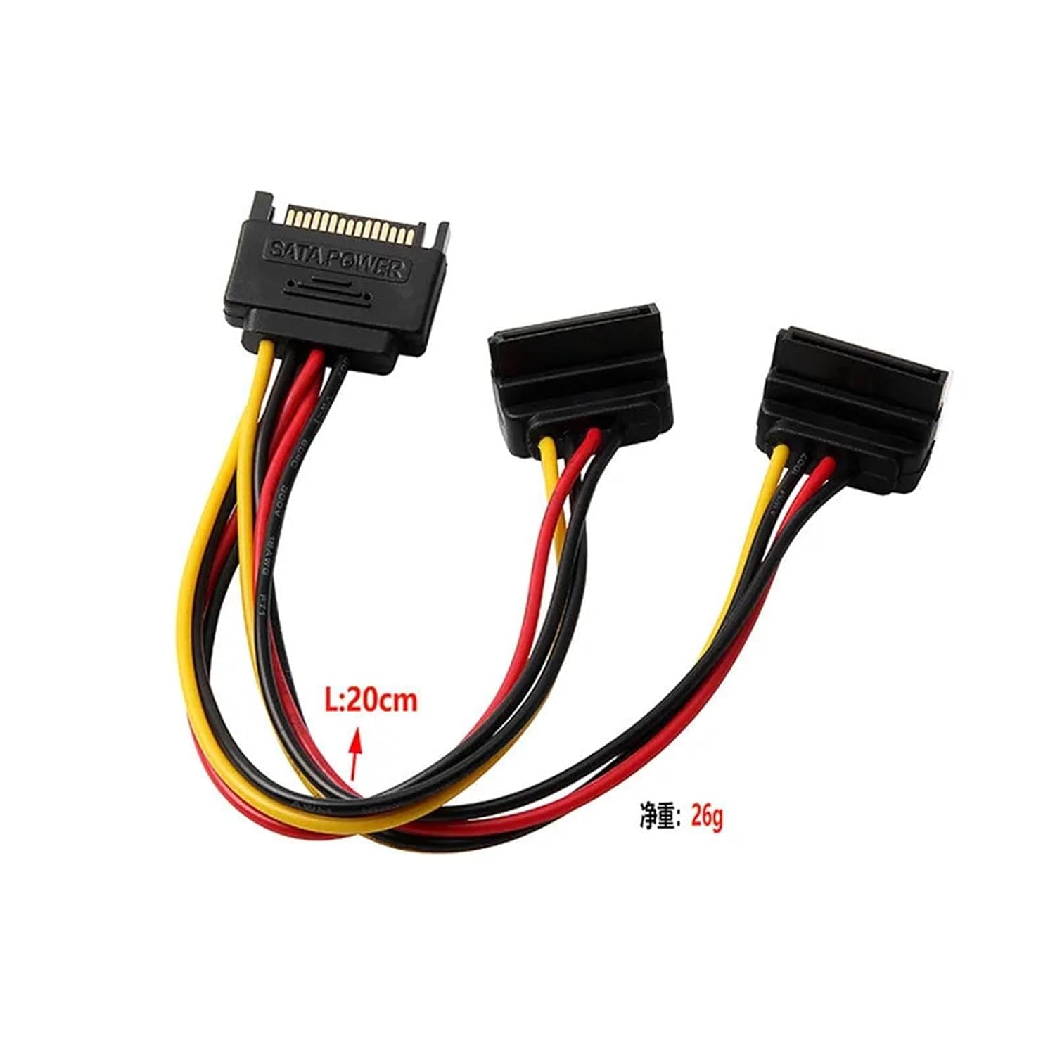 SATA II Hard Disk Power 15Pin SATA Male to 2 Female 15Pin Power HDD Splitter