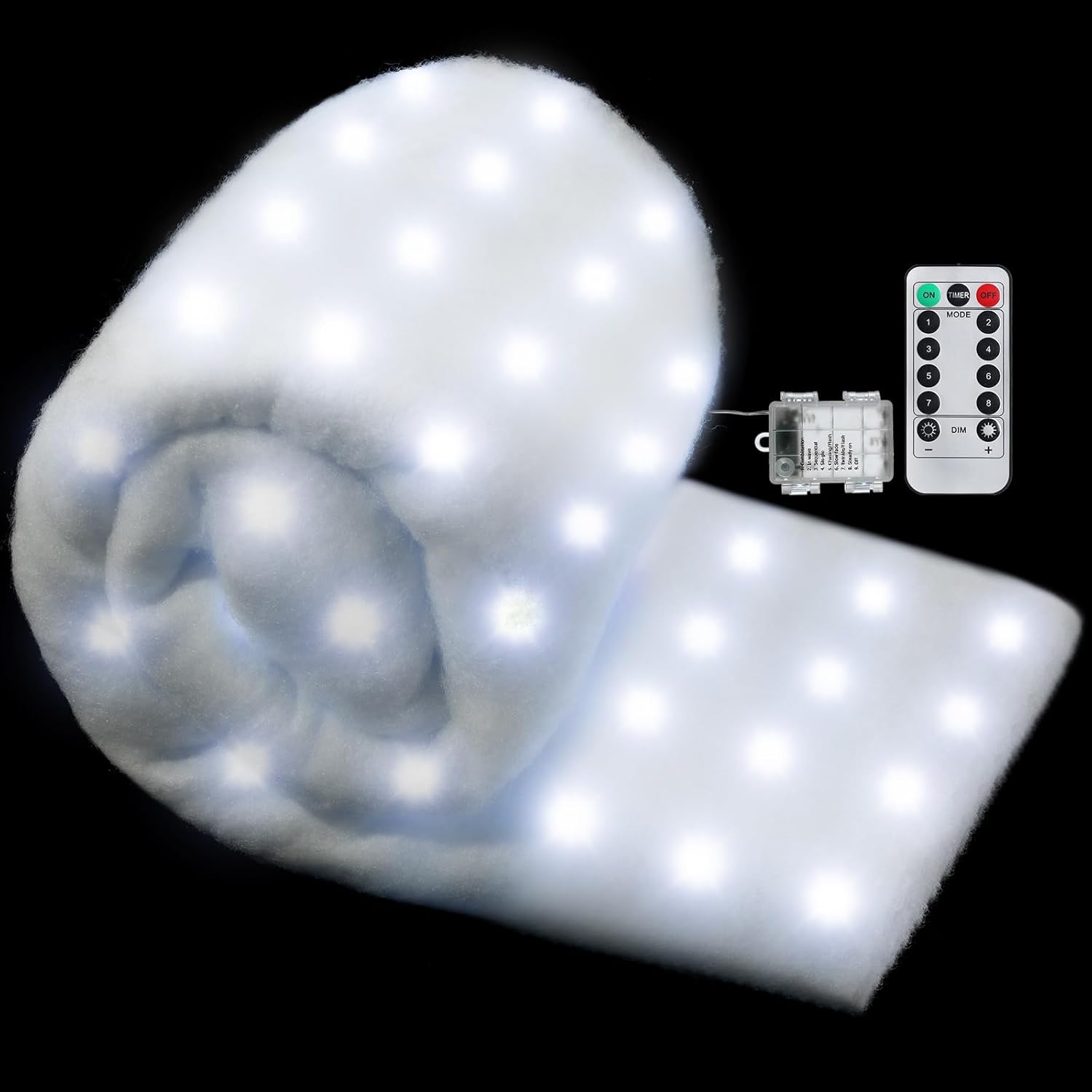 Zhengmy Christmas Pre Lit Snow Blanket with LED Lighted Table Runner Artificial Snow Blanket for Xmas Table Village Decorations(94 x 24 Inch,White)