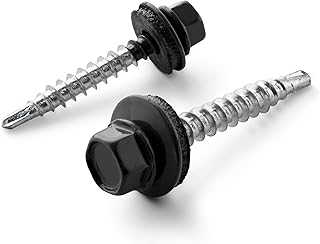 STRÜBER Trapezblechschrauben (4,8 x 55 mm / 250 Stück/RAL 9005 – Tiefschwarz) Selbstbohrende Bohrschrauben - Selbstschneidene Schrauben mit EPDM Unterlegscheiben - Sechskant Metalldachschrauben