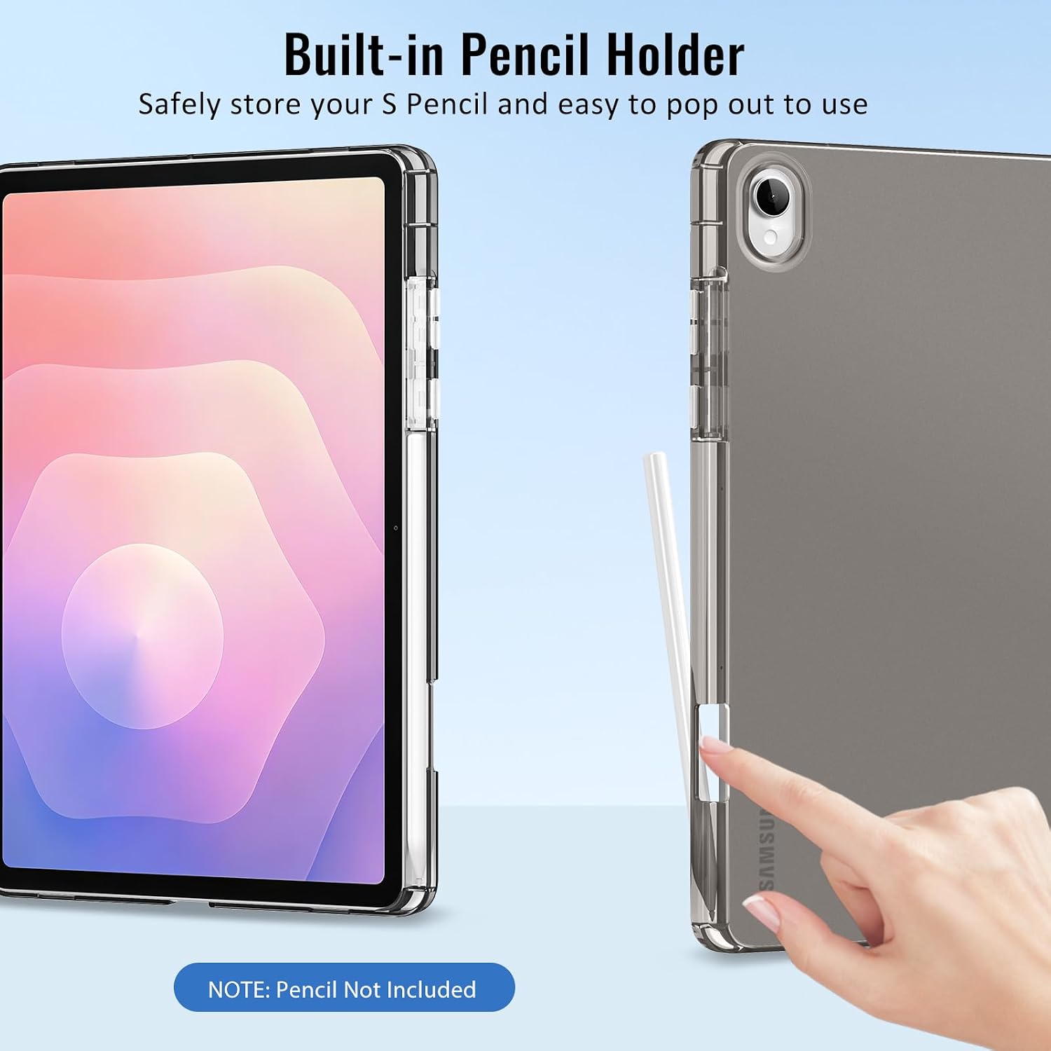 MoKo for Galaxy Tab S11 Case 2025 11 Inch with S Pen Holder, Slim Light Trifold Case for Samsung Tab S11 5G (SM-X730/SM-X736B) with Hard PC Translucent Back Shell, Auto Wake/Sleep, Black