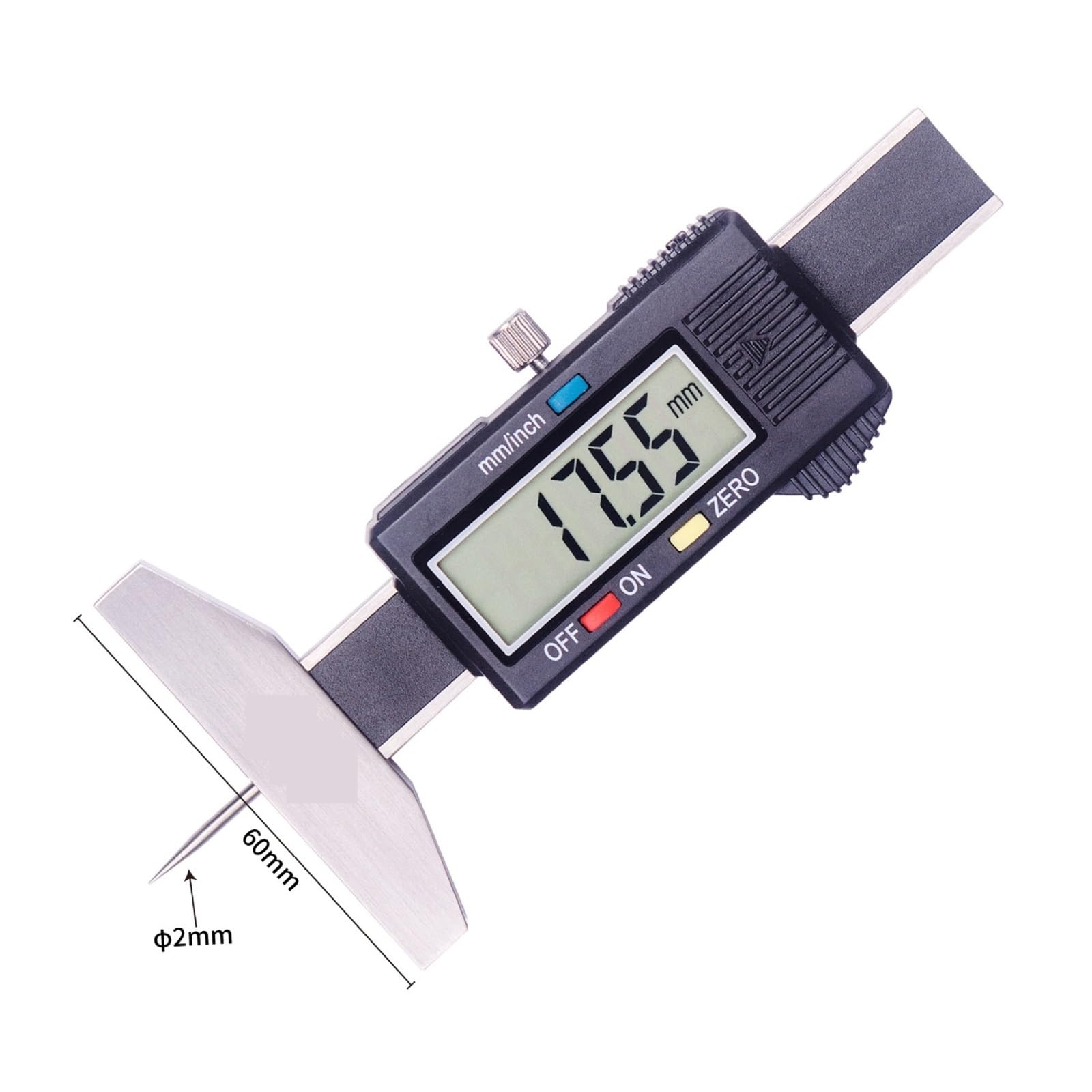 Cyfrowy Miernik Głębokości Bieżnika Opony Suwmiarka Elektroniczny Z Prętowym Przyrządem Do Pomiaru Pomiar Precyzyjny(0-30mm Flat)